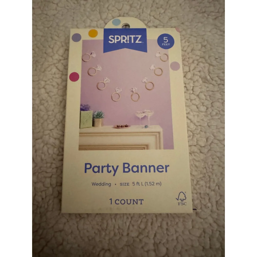 SPRITZ Wedding Party Banner One Size White Gold NWT